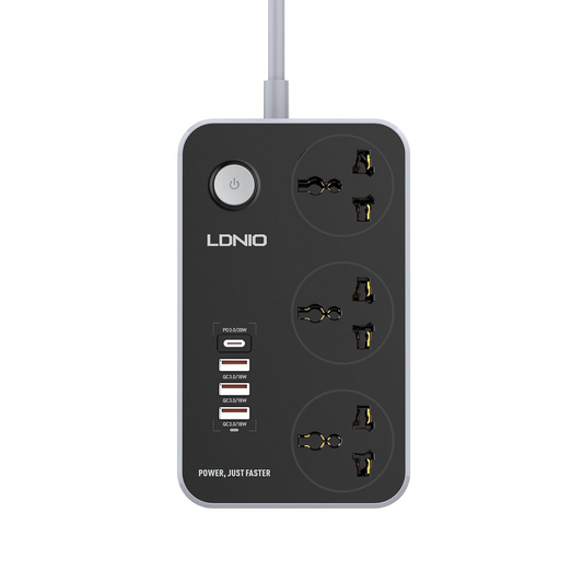 LDNIO SC3412 2500W 20W USB C PD, 3 Port QC3.0 Fast Charging Power Socket Power Strip