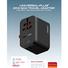 Moxedo Universal Plug Plus 20W GaN Travel Adapter Worldwide Fast Charging Hub