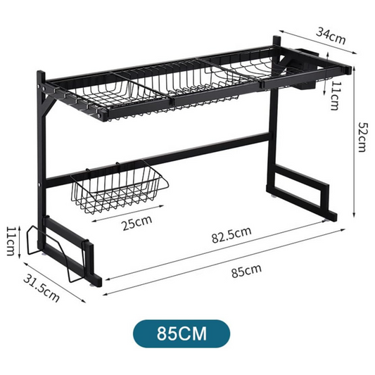 2 Tier Kitchen Over Sink Rack - Stainless Steel Dish Drying Storage Rack