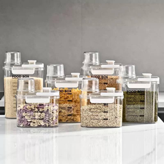 2000ML Airtight Grains and Food Storage Dispenser with Measuring Cup and Lockable Lid