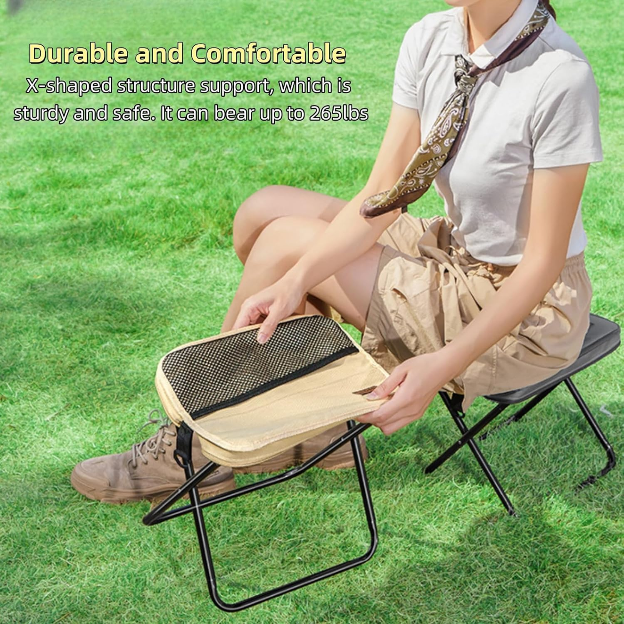 Cascade Portable Stool Portable Outdoor Collapsible Folding Stool with Carrying Storage Bag ...