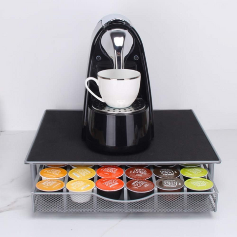 Coffee Pod Holder with Coffee Machine Storage Space, Coffee Capsule Organizer Drawer