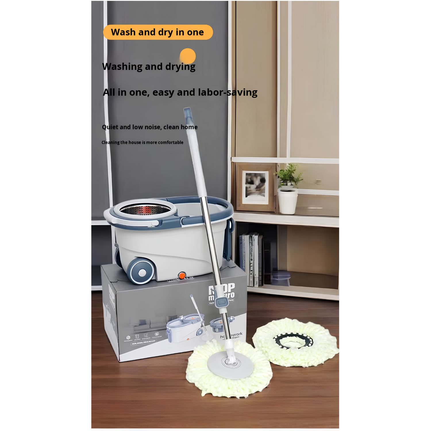 Mop Maestro 360° Magic Spin Mop with Rotary Bucket for Easy Floor Cleaning