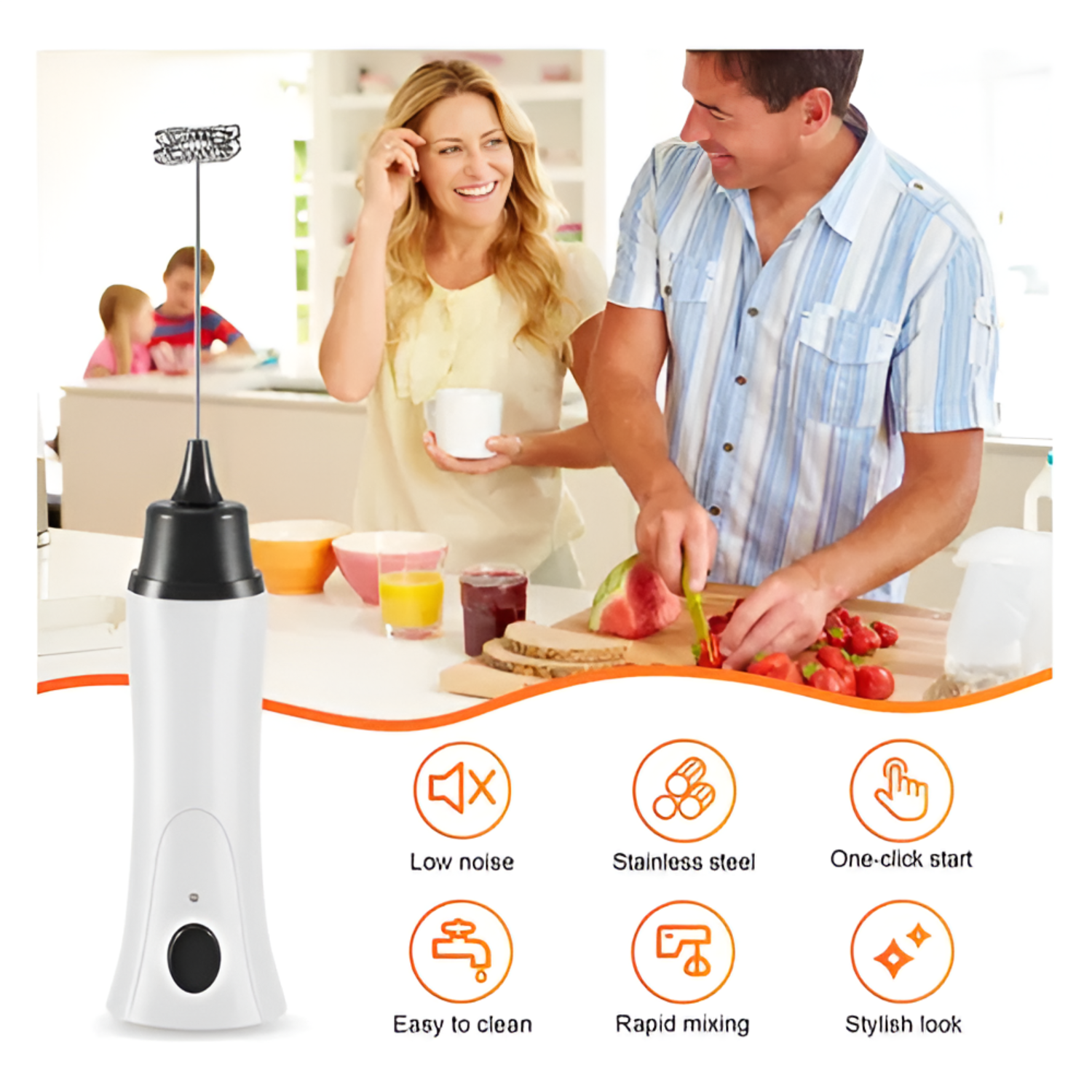 Portable Rechargeable Cordless Electric Milk Frother