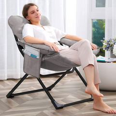 Lazy Lounge Chair Recliner Sofa, Cushioned Relaxing Chair with Side Pocket & Arm Rest