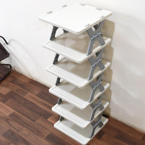 6 Layer Stackable Folding Shoe Rack for Entryway