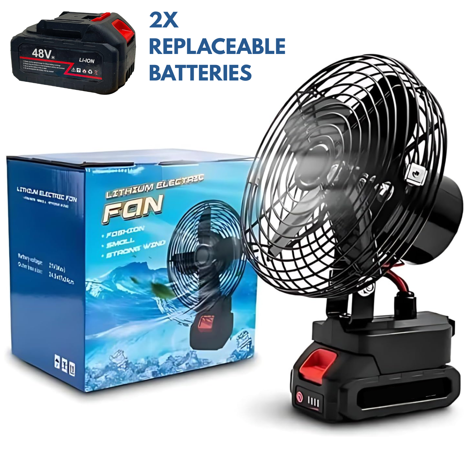Super Power Portable Rechargeable Desk Fan with Dual Replaceable Battery