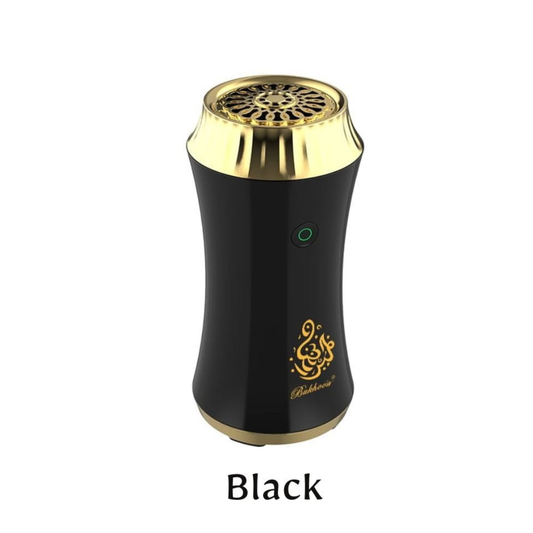 Portable Electric Bakhoor Burner 37006, USB Rechargeable Incense Burner Black + Gold