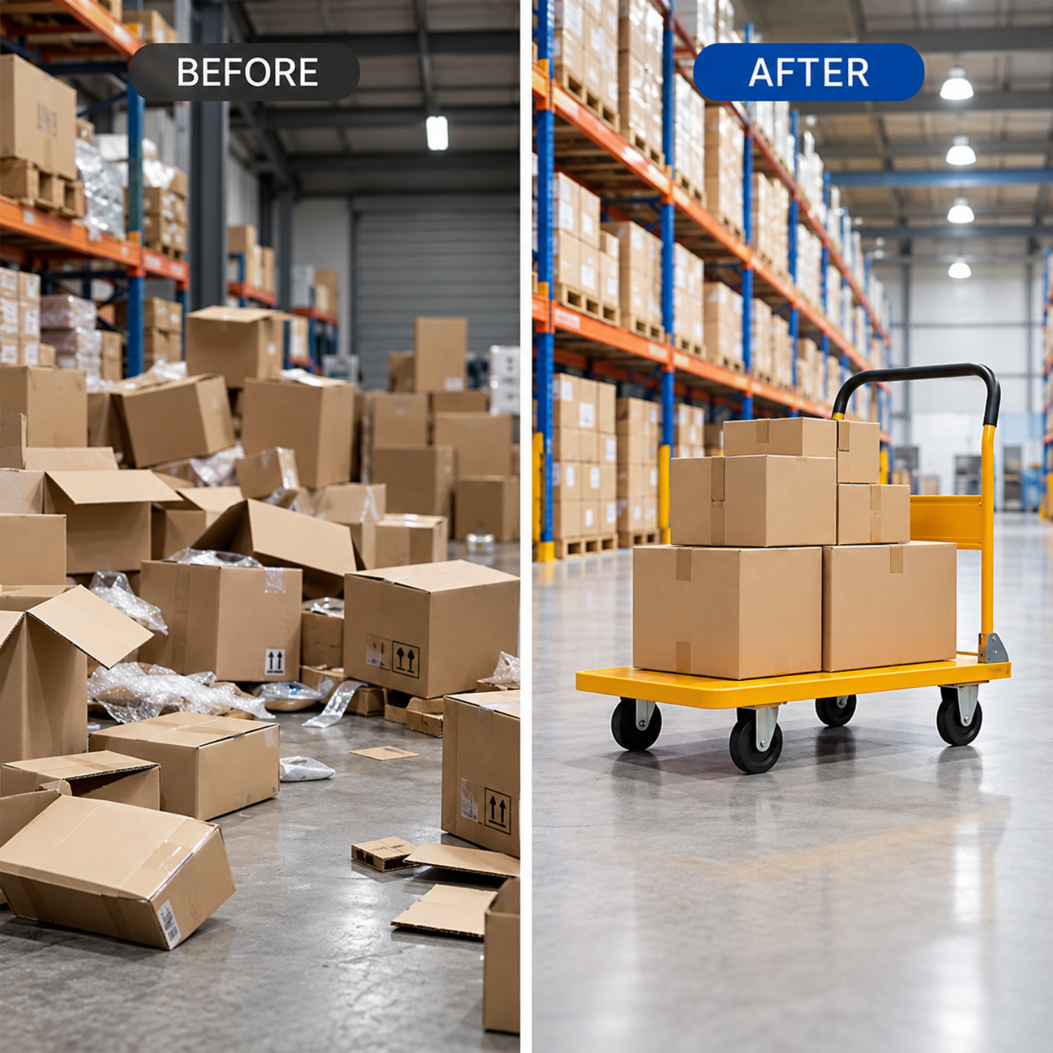 Foldable Warehouse Platform Trolley 200kg with Swivel Wheels