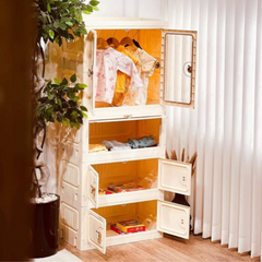 Portable Wardrobe Cabinet with Wheels for Kids Toys and Baby Clothes