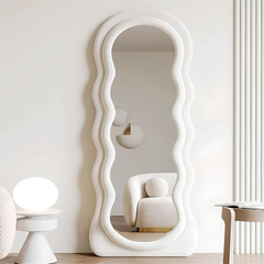 Wavy Irregular Shaped Luxury Full Length Vertical Floor Mirror