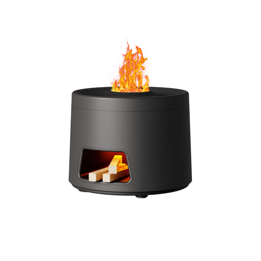 Retro Firewood Flame Stove Aroma Diffuser Humidifier 180ml Black