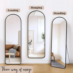 Full Length Life Size Floor Free-standing Arched Metal Frame Mirror