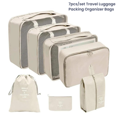 7 Pcs/Set Travel Packing Organizer Bags for Luggage Suitcase