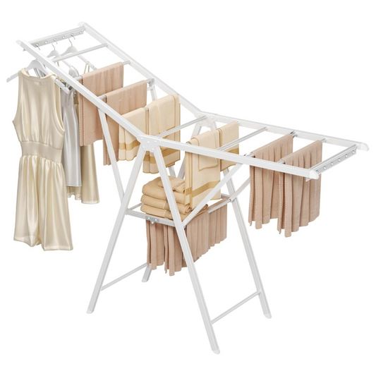 Aluminium Alloy Folding Clothes Drying Rack, Clothes Airer with Built-in Hanger Holes
