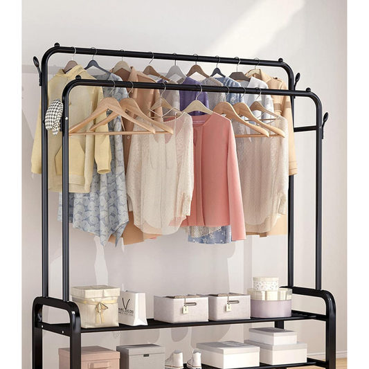 Clothes Organizer Stand - Double Layer Garment Hanger Rack