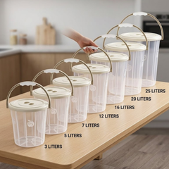 Multi Purpose Transparent Plastic Bucket with Lid and Handle