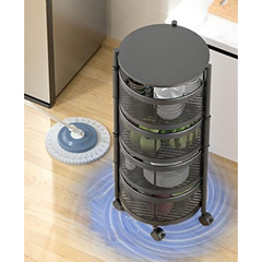 Multi Layer Rotating Round Shaped Kitchen Storage Organizer Rack