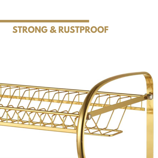 3 Tier Chrome Plated Golden Kitchen Dish Drying Rack
