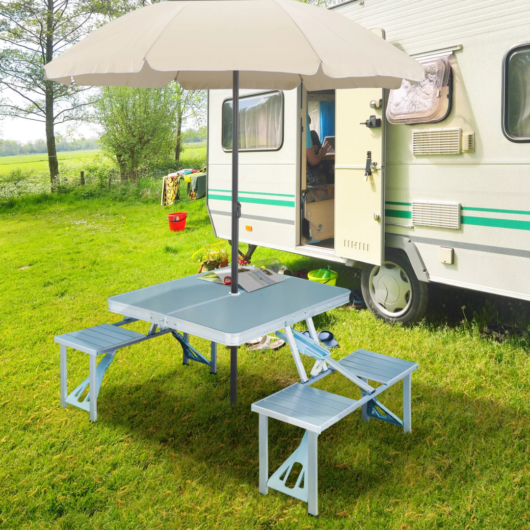 Portable Outdoor Camping Folding Aluminium Picnic Table with Chair