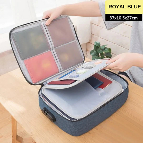 3 Layer Document Organizer Travel Bag with Password Security Lock