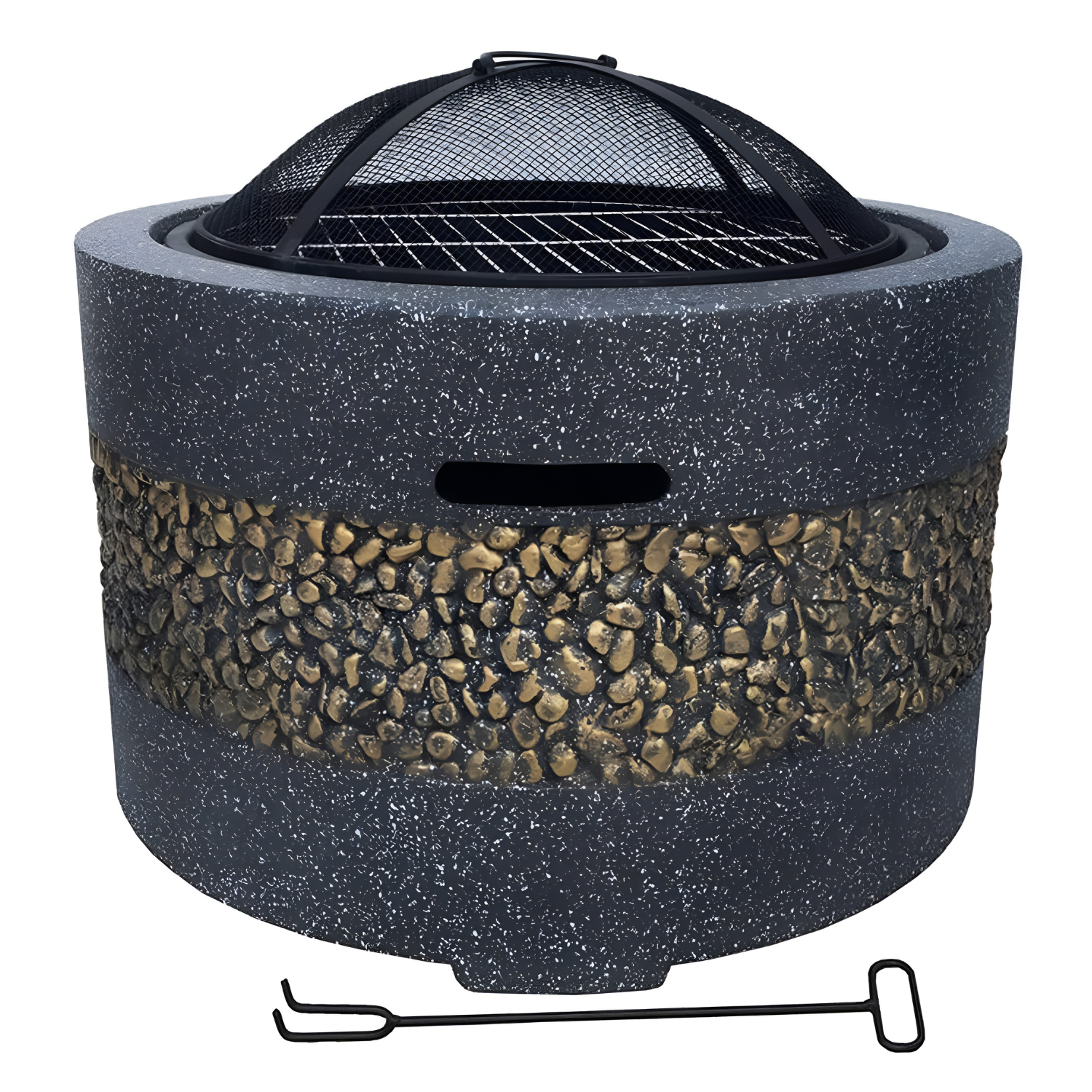 Outdoor Fire Pit with Artificial Stone Edging 56 x 56 x 36 cm