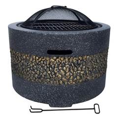 Outdoor Fire Pit with Artificial Stone Edging 56 x 56 x 36 cm