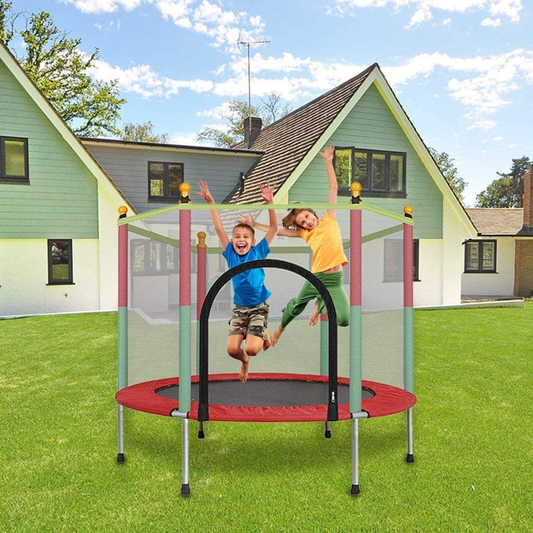 Kids Jumping Trampoline with Safety Enclosure Net for Indoor Outdoor Play