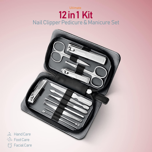 Moxedo 12 IN 1 Nail Clipper Pedicure & Manicure Set with Leather Travel Case