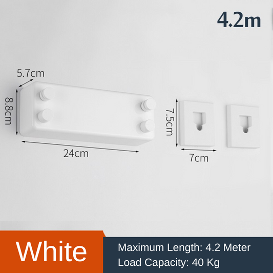 Double Retractable Steel Wire Indoor Clothes Hanger Clothesline White