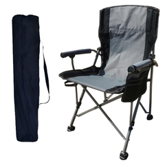 Explorer Outdoor Folding Camping Chair with Side Pocket, Cushion Armrests and Cup Holder