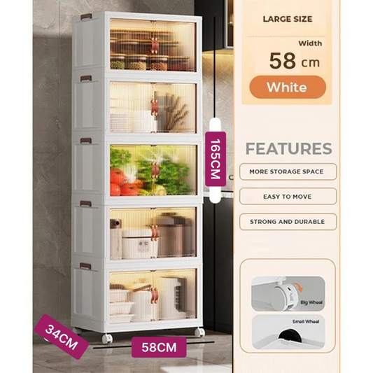 Multi-Layer Stackable Portable Storage Cabinet with Wheels