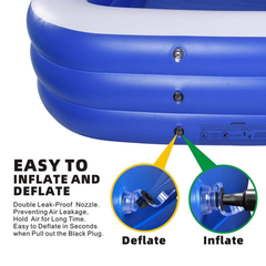 Inflatable Swimming Pool for Kids with Air Pump, 244 x 144 x 49 cm, BPA-Free, Safe Rounded Corners