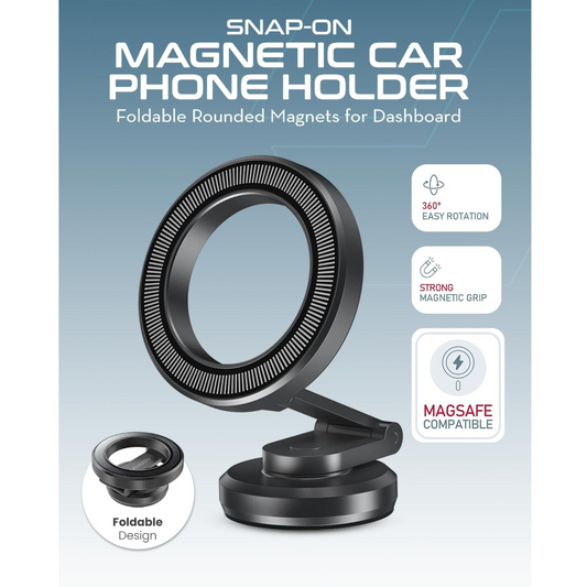 Moxedo 360° Rotating Foldable Snap-On Magnetic Car Phone Holder