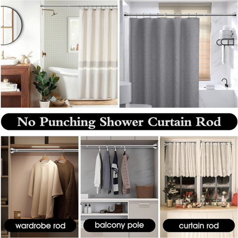 Extendable Tension Rod for Curtain - Curtain Pole, Adjustable Wardrobe Rail