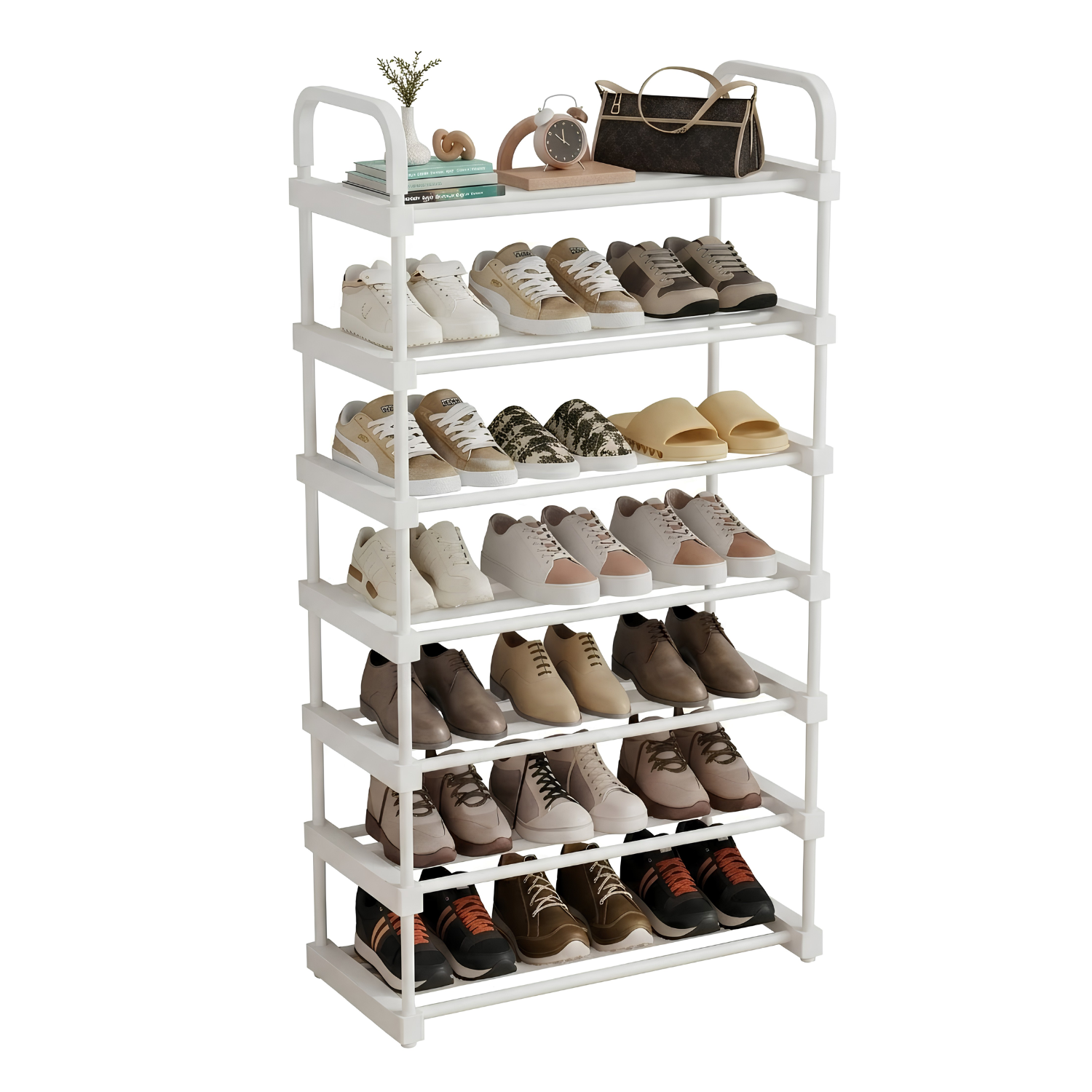 7 Tier Multi Purpose Shoe Rack and Detachable Book Storage Organizer Stand