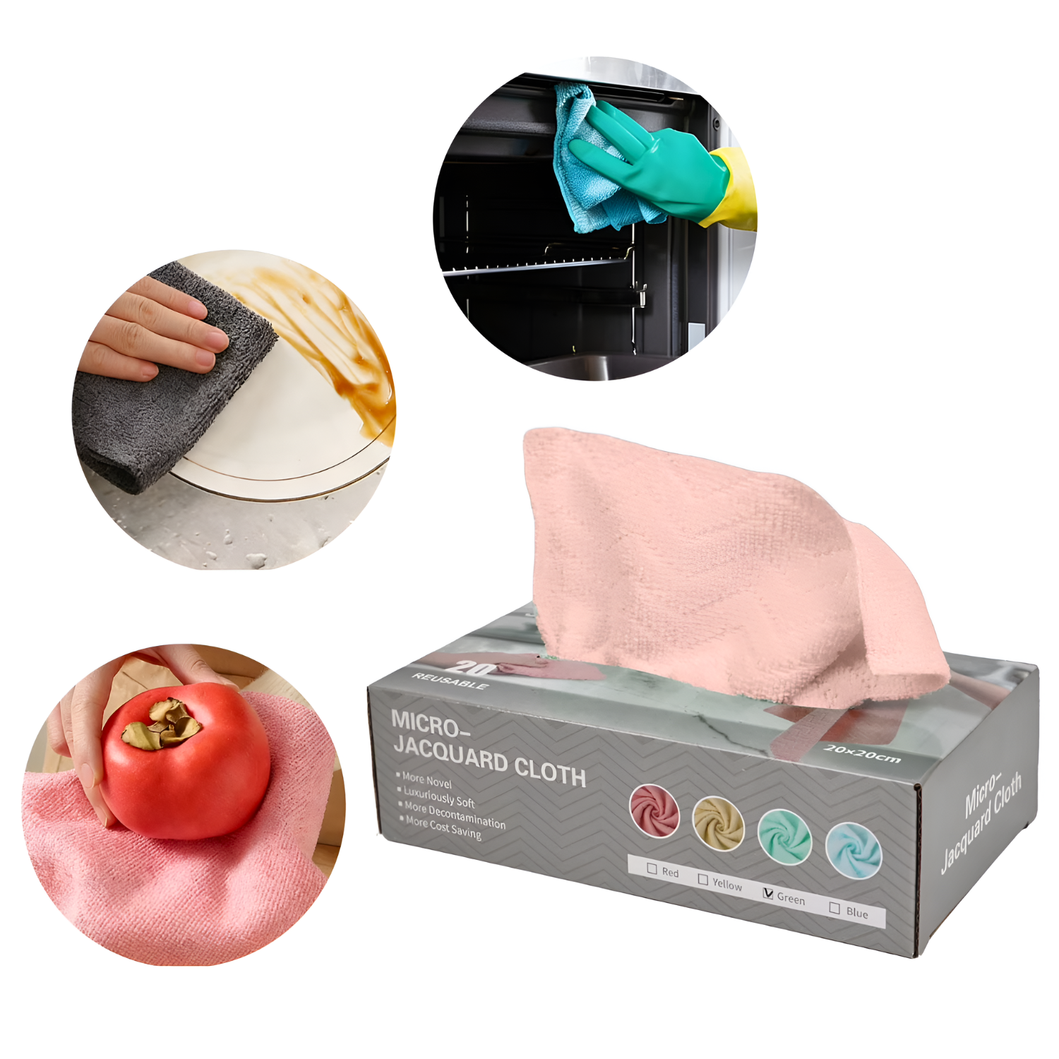 20 Pcs/Box Micro Jacquard Disposable Kitchen Cleaning Cloth, Reusable and Washable Cleaning Wipes