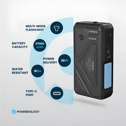 Powerology 27000mAh Solar Wireless Charging Power Bank