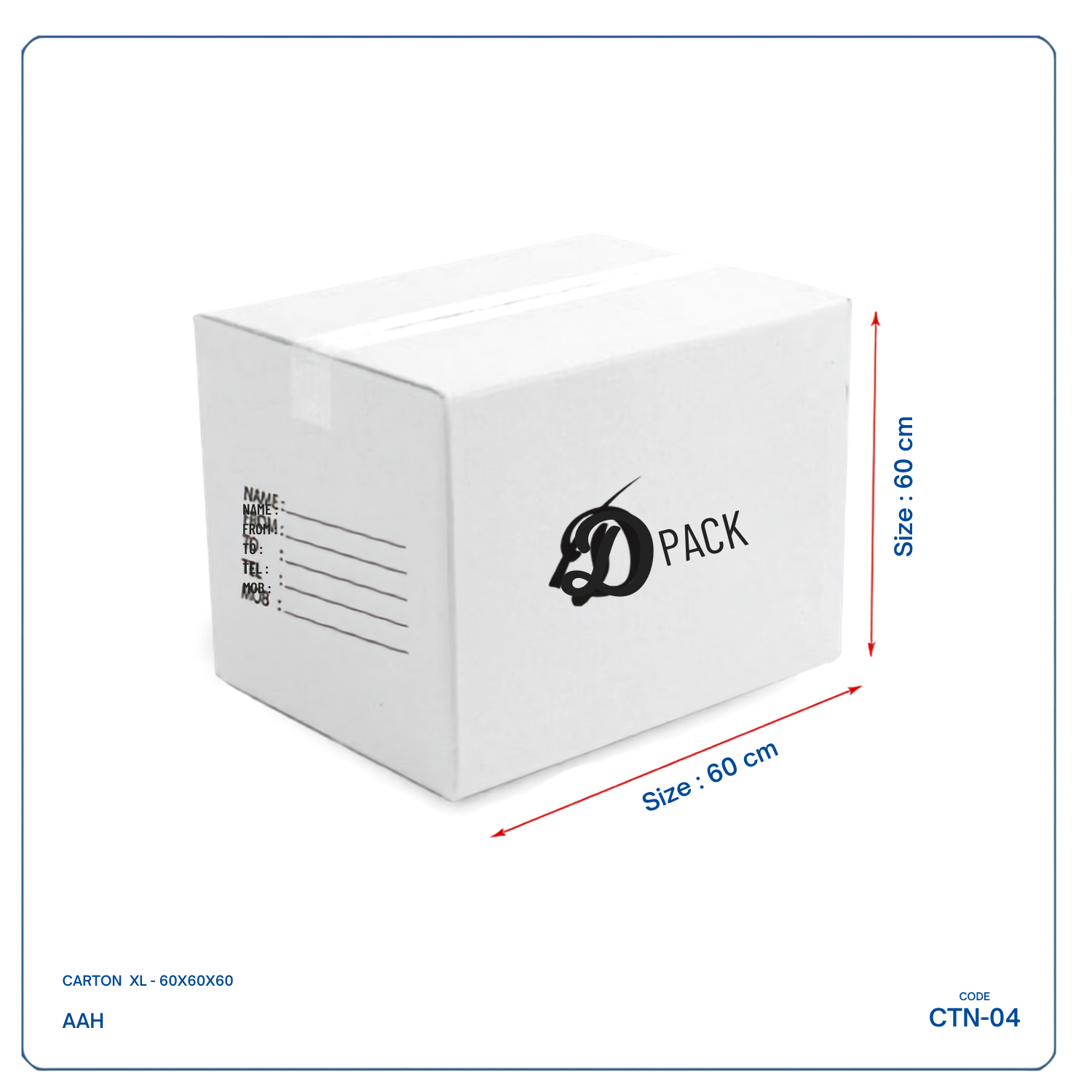 High Quality Corrugated 5 Ply Cardboard Carton Box for Cargo, Moving, Packaging and Storage White 60 x 60 x 60 cm