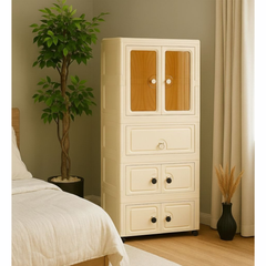 Portable Wardrobe Cabinet with Wheels for Kids Toys and Baby Clothes
