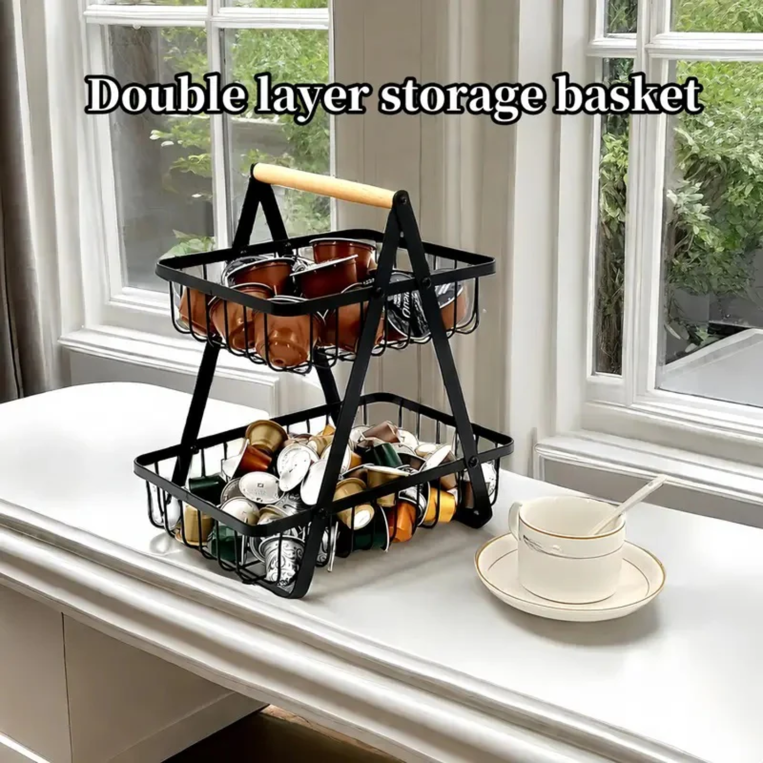 Double Layer Vegetable and Fruits Storage Basket