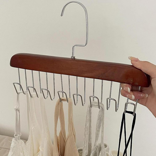 8 Hooks Nonslip Wooden Clothes Hanger for Shawl, Tie, Bra, Belt, Cap and Scarf