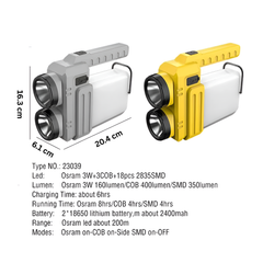 3 IN 1 Multifunctional Rechargeable Camping Lantern with Flashlight