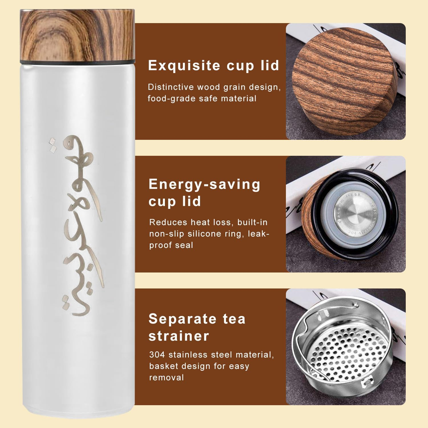 3 IN 1 500ml Thermal Vacuum Flask with 2 Arabic Coffee Gahwa Cups [GIFT EDITION]