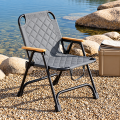 Premium Folding Camping Chair with Wooden Armrests