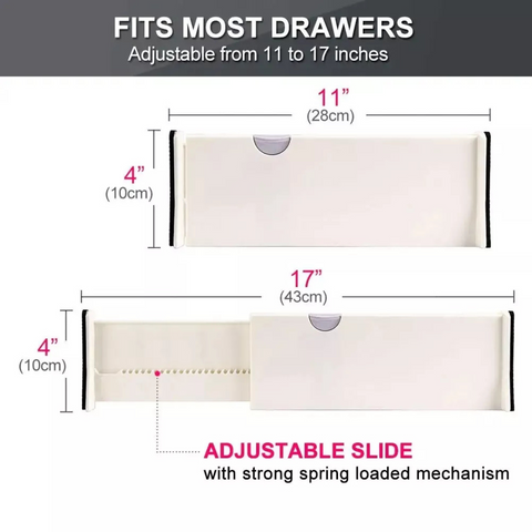 Adjustable Expandable Drawer Divider, Shelf Partition Separator Organizer