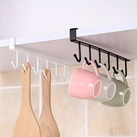 6 Hooks Under Cabinet Hanger Organizer