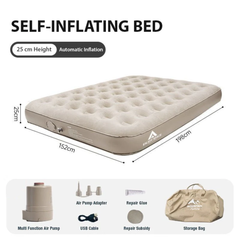 Portable Inflatable Blow Up Air Mattress Bed with Built-in Automatic Pump for Outdoor Camping 152 x 198 x 25 cm