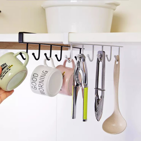 6 Hooks Under Cabinet Hanger Organizer