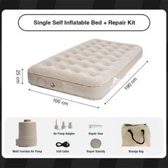 Portable Inflatable Blow Up Air Mattress Bed with Built-in Automatic Pump for Outdoor Camping 100 x 190 x 25 cm